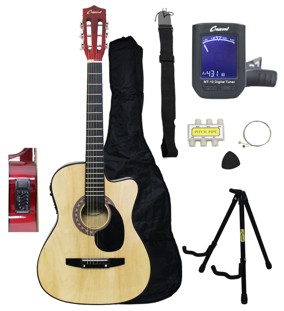 new crescent 100 series natural electric acoustic guitar acc