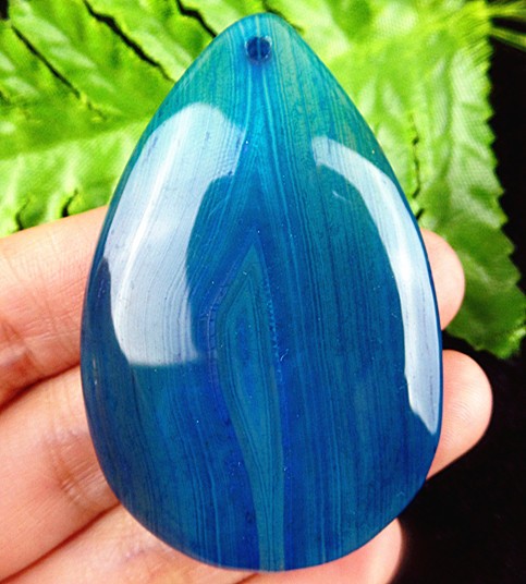 beautiful unique sea green teardrop stripes agate pendant bead