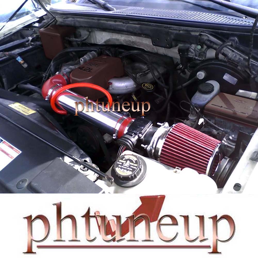 RED AIR INTAKE KIT FIT 1997-2003 FORD F-150 F150 PICKUP 4.2L V6 OHV