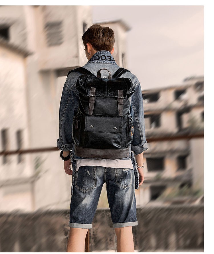Rswsp Men's Leather Backpack Shoulder Bag Weekender School Laptop Rswsp Men's Leather Backpack Shoulder Bag Weekender School Laptop