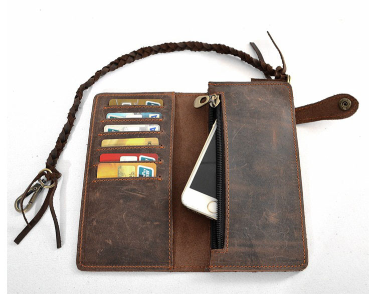 Retro Men's Leather Card Holder Chain Biker Trucker Wallet