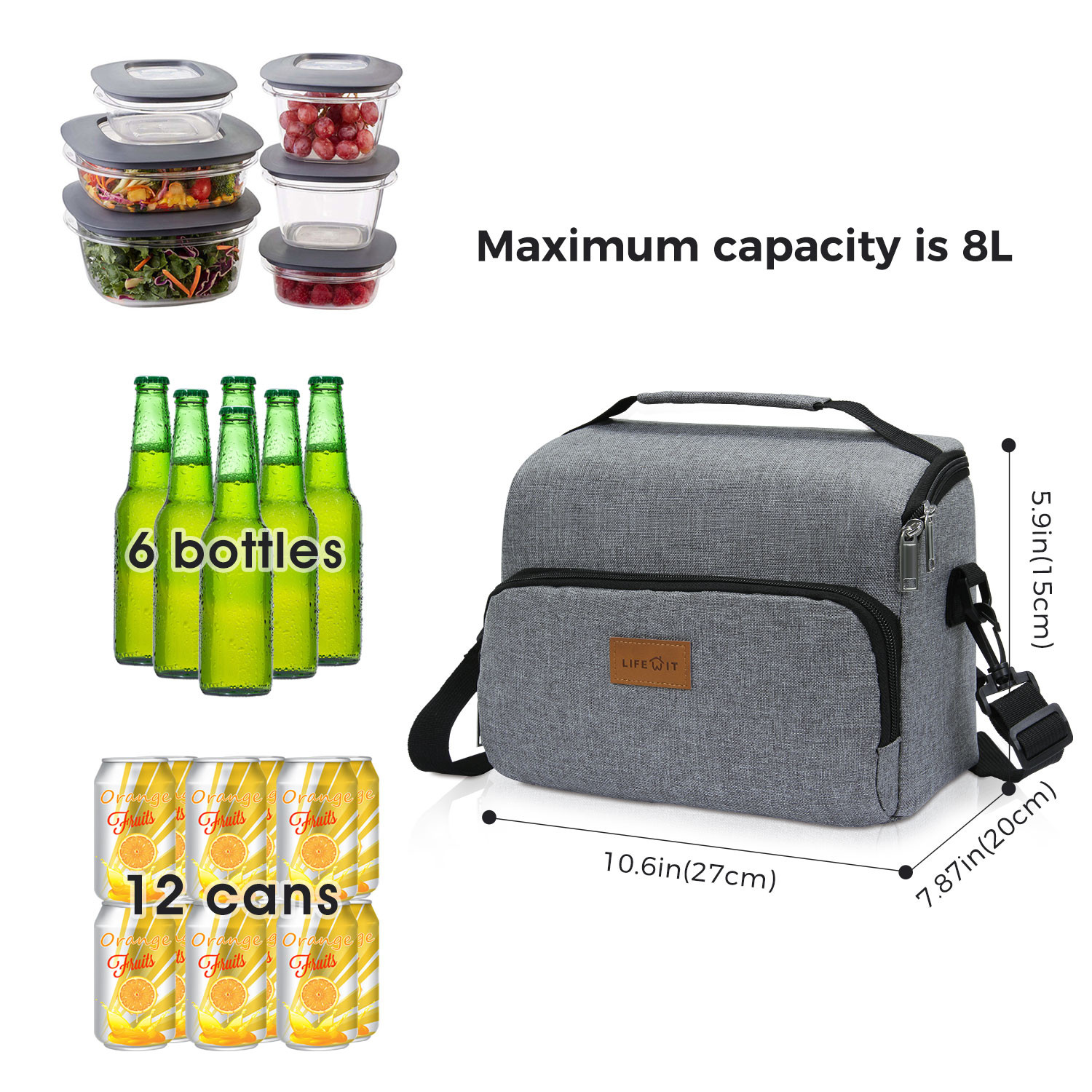 Lifewit 7 L Double compartiment Sac-repas isotherme avec Ice Pack Pour Adultes//Hommes//Wom