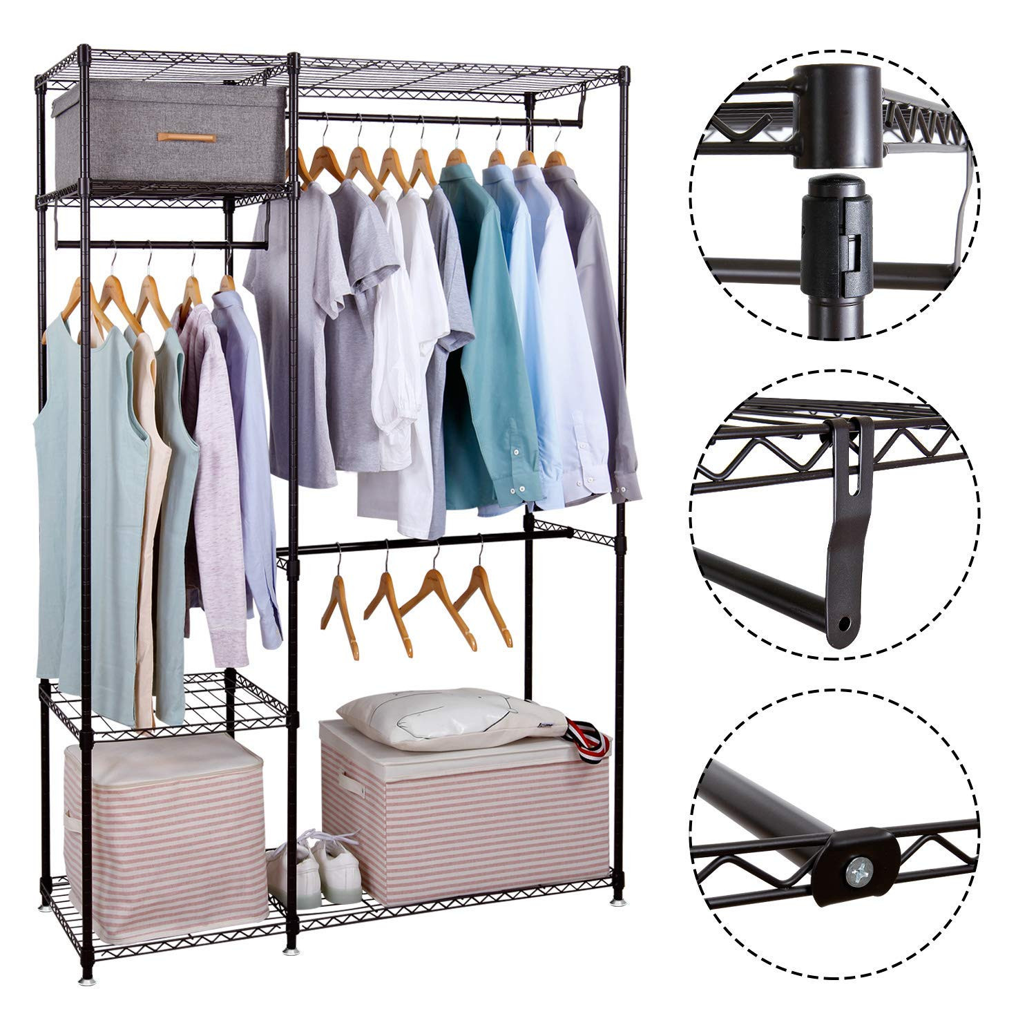 Lifewit Armoire de Rangement Penderie Portevêtement Ultra Solide Spacieux Rangement pour