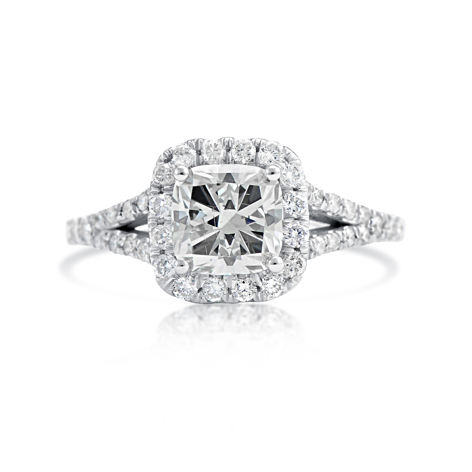 2 Ct Amortiguador Corte D Si1 Diamante Solitario Compromiso Anillo