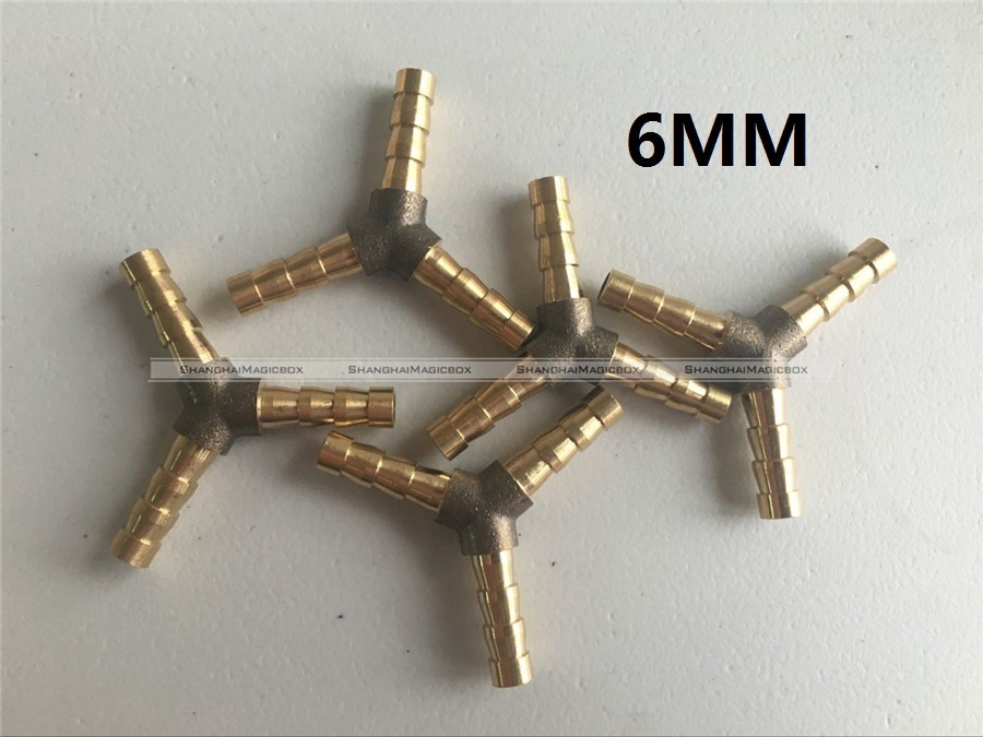 5Pcs 6mm 1//4/" Y Shape 3 Way Hose Barbed Connector Air Fuel Water Pipe Gas S3