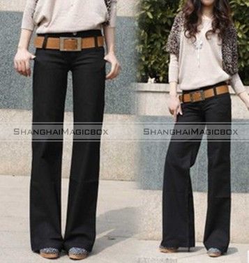 Women Lady Fashion Vintage Wide Leg Slim Casual Pants Trousers Large 