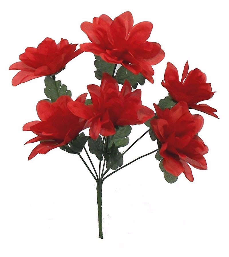 72 DAHLIA Flowers RED Silk Flower Bush Wedding Bridal Bouquet