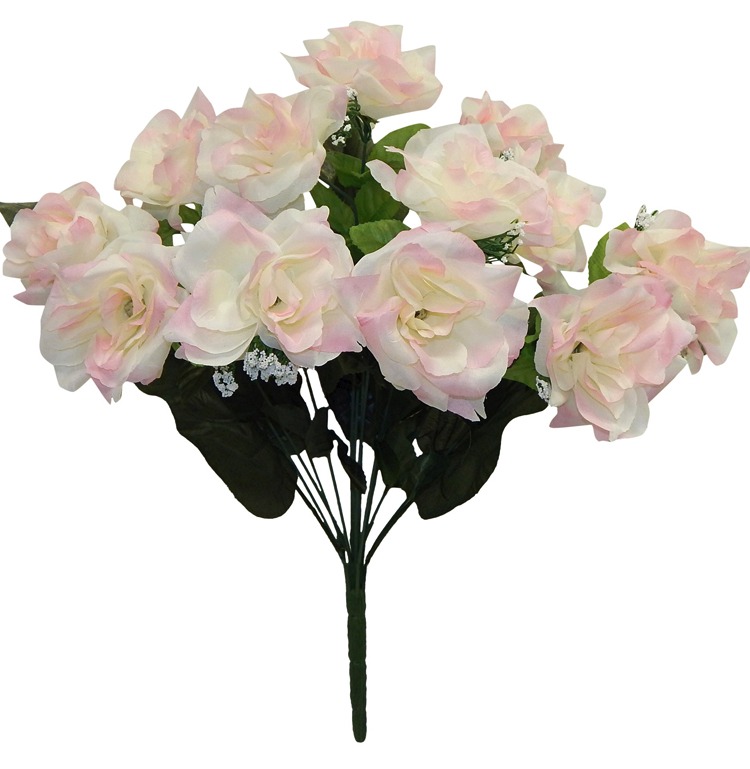 72 Open Roses CREAM PINK Long Stem Wedding Bouquets Centerpieces Silk Flowers
