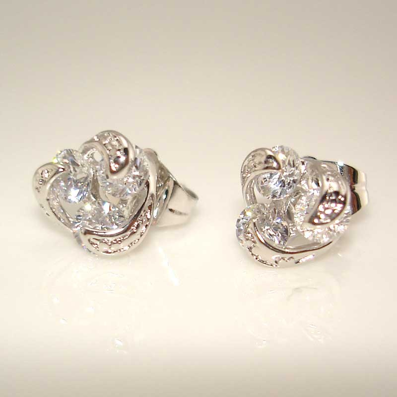 Luxe 18k or blanc rempli Boucles d/'oreilles 9 mm Clou clair zircon gold filled Charm Fashion Jewelry