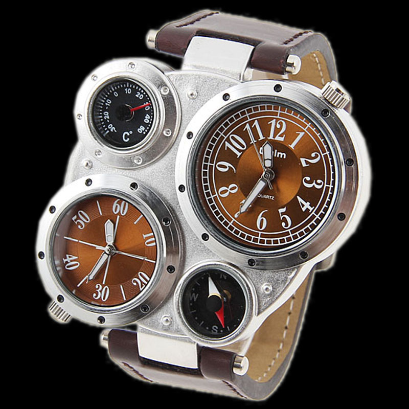elegant brown mens military sports quartz watch wristwatch brand