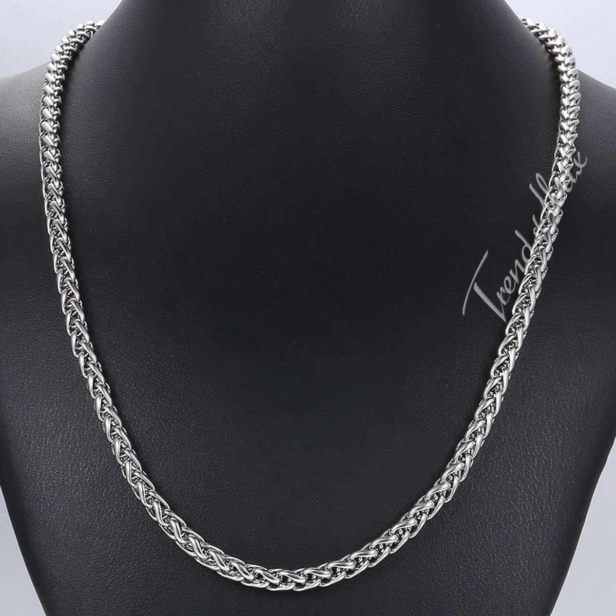 3//4//5//6//8//10mm Mens Chain Silver Tone Wheat Link Stainless Steel Necklace Gift