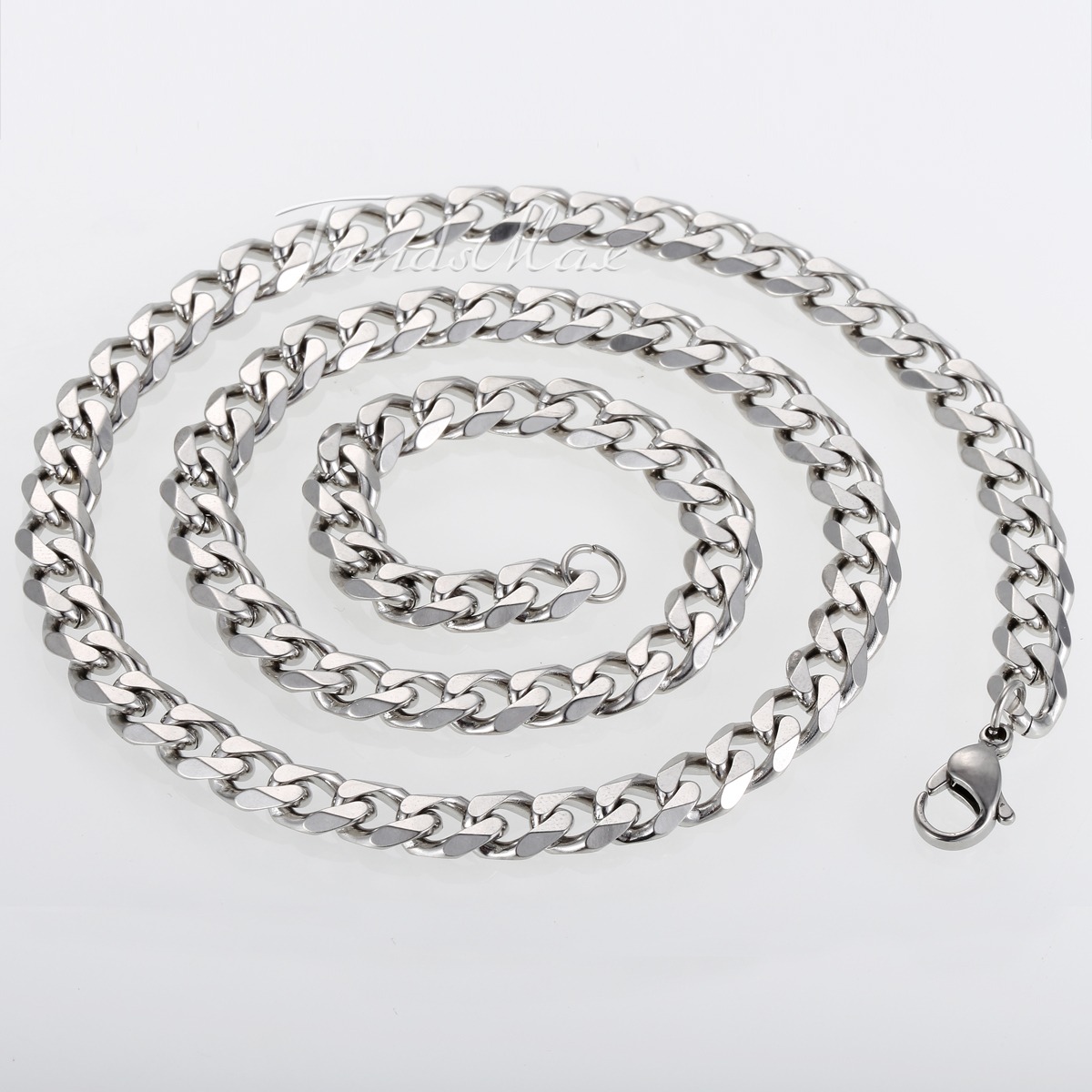 3/5/7/9/11mm Silver Tone Mens Necklace Stainless Steel Chain Curb Link
