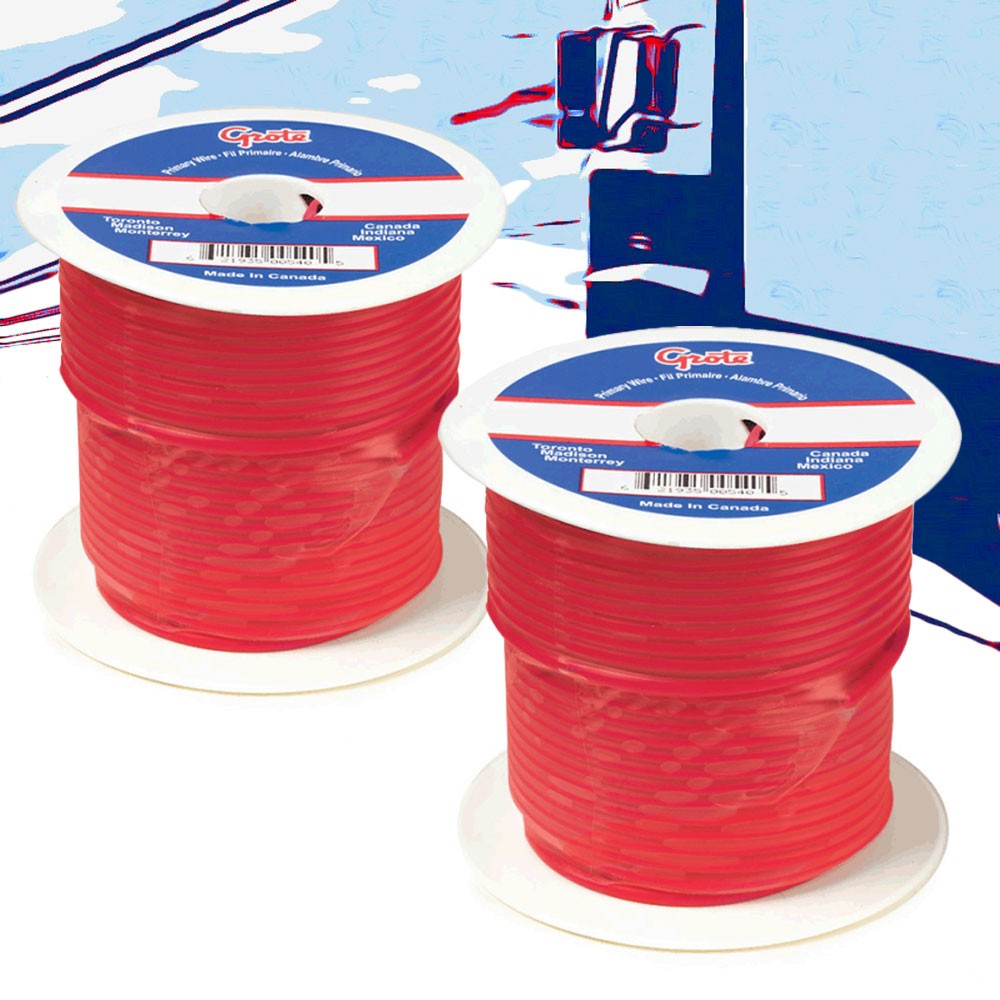 2x Grote 87-7000 100FT Red General Purpose Thermo Plastic Wire Truck Trailer