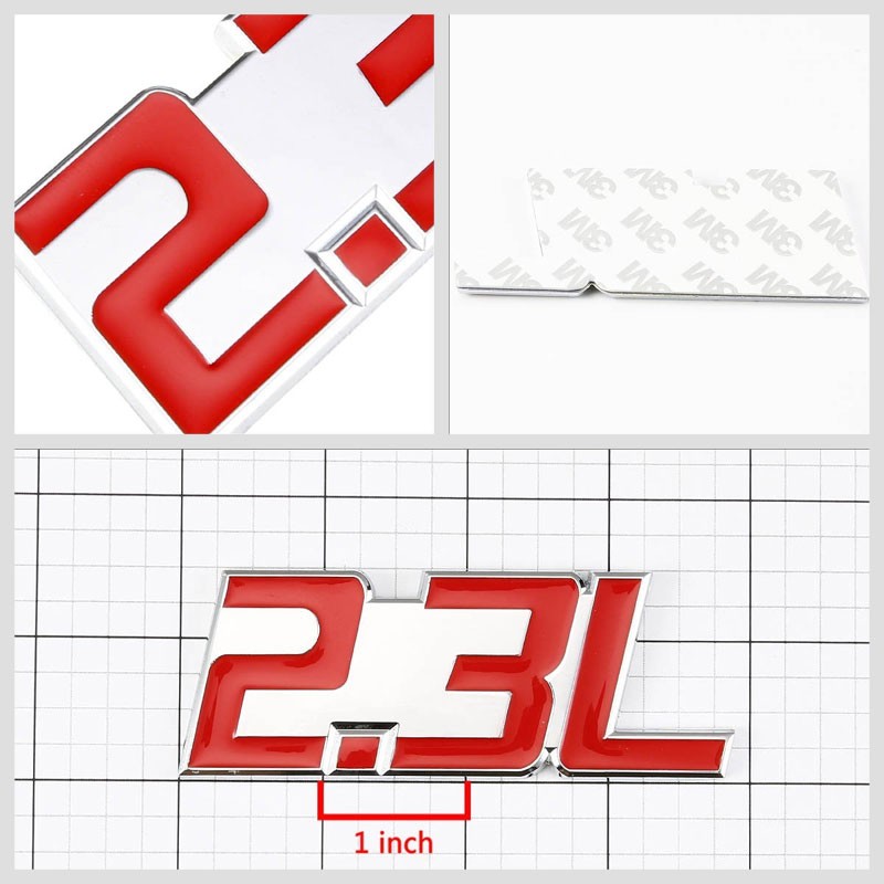 Black//Chrome 2.3L Letter 4mm Sign Rear Trunk Metal Badge Decal Plate Emblem