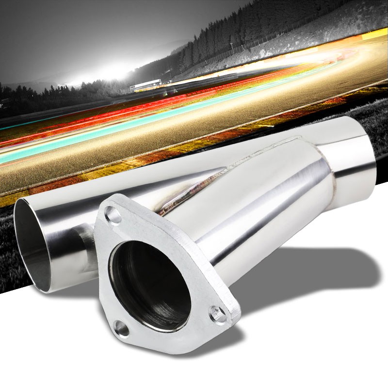 2.25/" STAINLESS RACING CUTOFF 3-BOLT FLANGE 30-DEGREE CATBACK EXHAUST DOWN PIPE