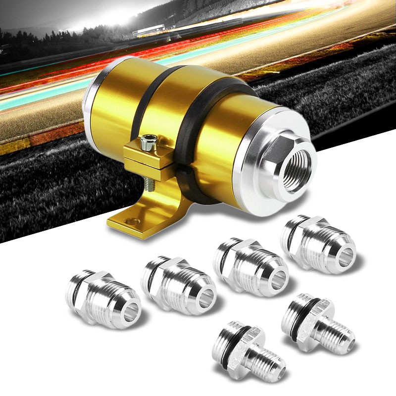 Universal Gold 30 Microns Aluminum Reusable Inline Fuel/Oil Filter