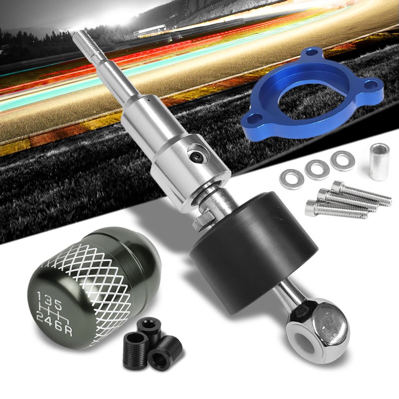 Megan Short Shifter+Gunmetal Net/White 6-Speed Knob For 03-08 Nissan