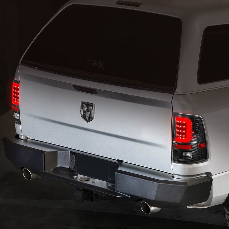 Black Clear Lens 3D LED C Bar Rear Tail Lights For Dodge 09-17 Ram 1500-3500