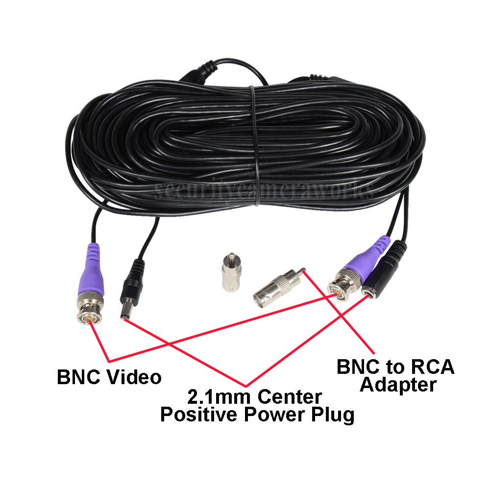 Security BNC Video Power Cable 100ft for AHD HDCVI HDTVI Analog