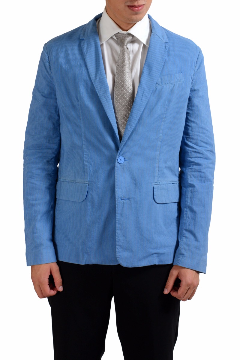 Versace Jeans Blue Striped Two Button Men's Blazer Sport