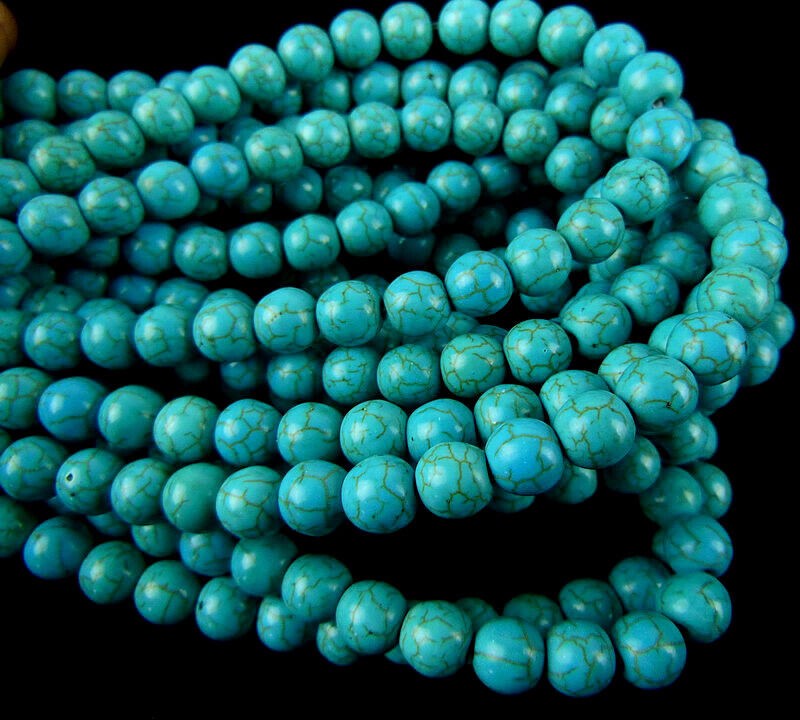 FZ006 Wholesale white turquise round 6mm loose beads DIY bead 15.5inch