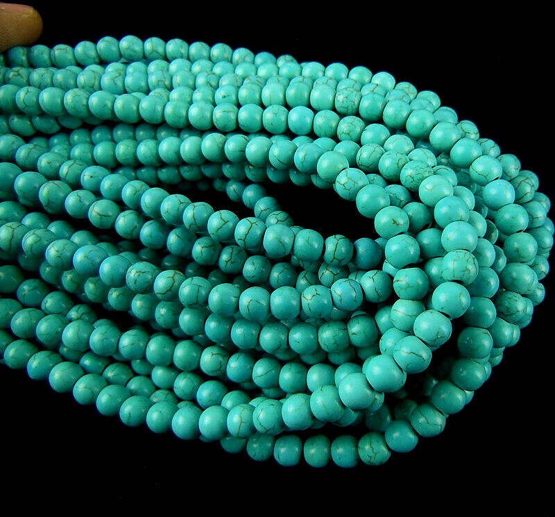 FZ006 Wholesale white turquise round 6mm loose beads DIY bead 15.5inch