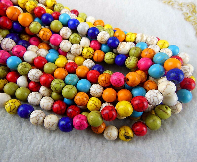 FZ013 Wholesale blue turquise round 6mm loose beads DIY bead 15.5inch