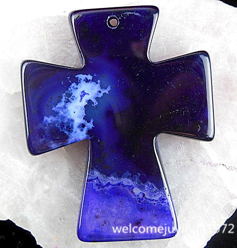 beautiful unique dark purple onyx agate carved cross pendant