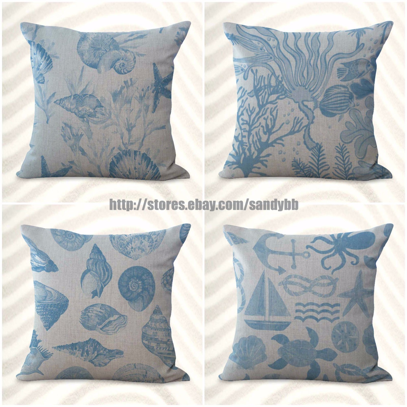 US SELLER sealife marine nautical turtle ocean animal cushion cover decorative
