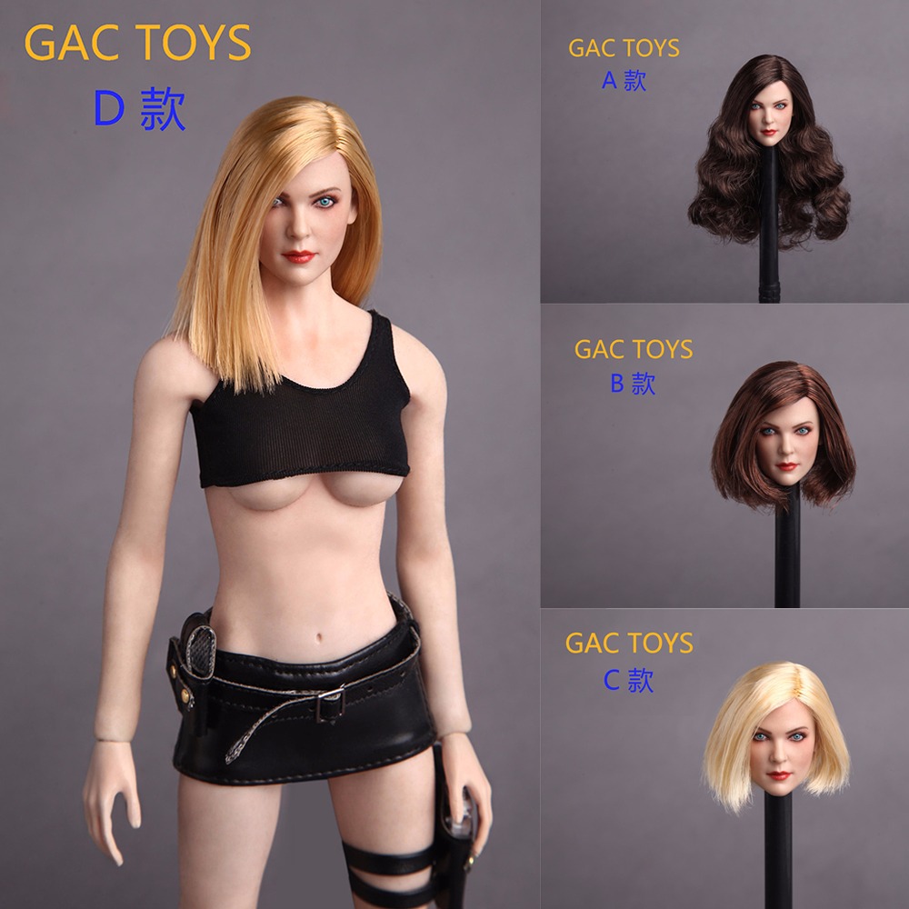 1//6 GACTOYS GC006 Female Head Sculpt Beauty Hair Carved For 12/'/' Figure Body