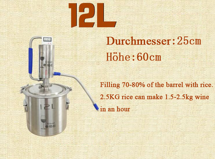 12-35L Destillieranlage Schnapsbrennen Destille Alkohol Ätherischer Öle Wasser